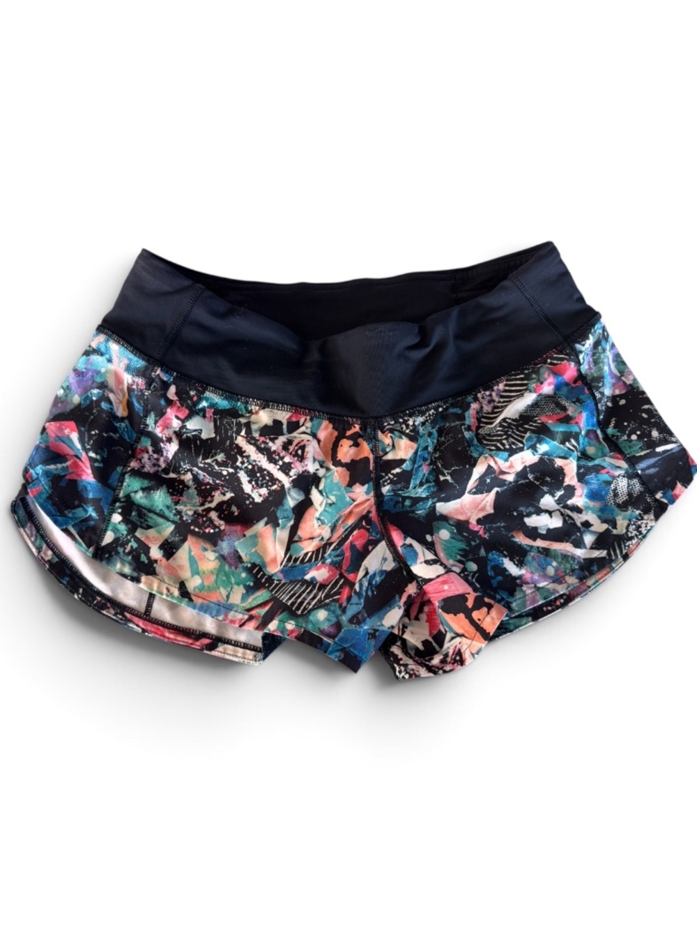 Lululemon Speed Short Multi Color Abstract Print Running Shorts Size 4 2.5”